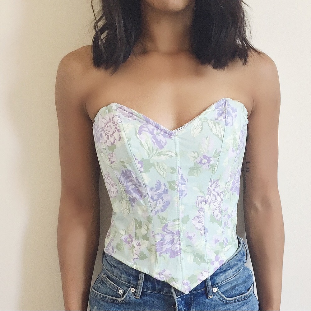 Floral Strapless Corset Top